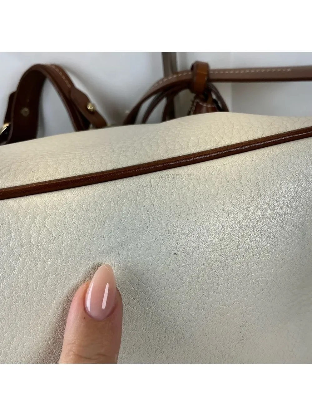 Dooney & Bourke Vintage White Cream and Brown Hobo Shoulder‎ Bag